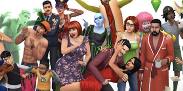 Image of a group of Sims doing various poses